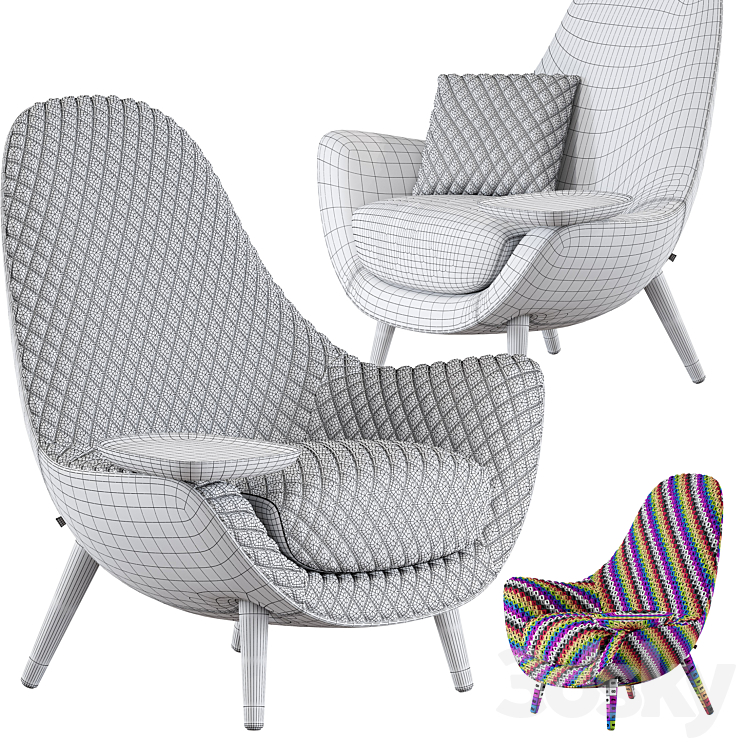 Poliform Mad King Set 02 Arm chair 3D model