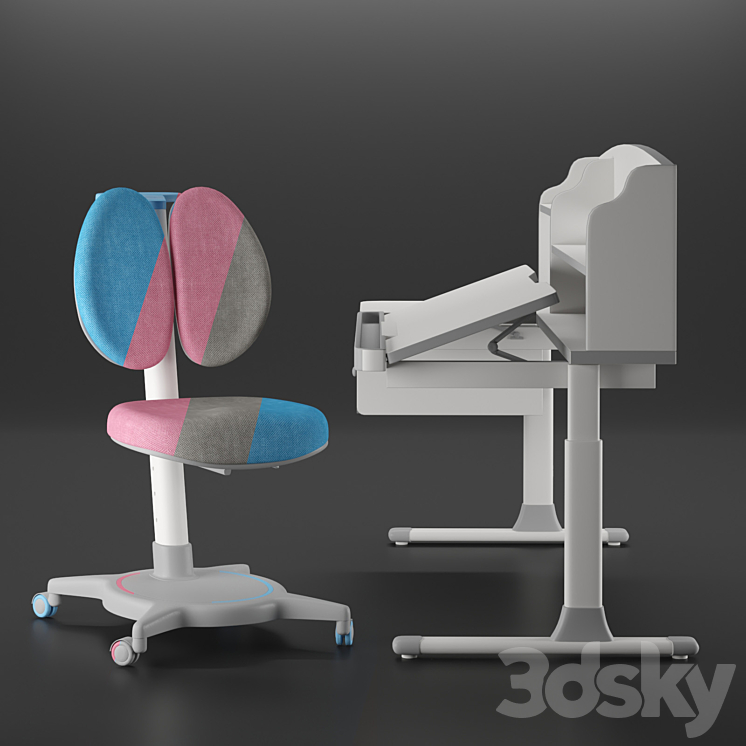 Kid desk and chair Table Chair 3D model