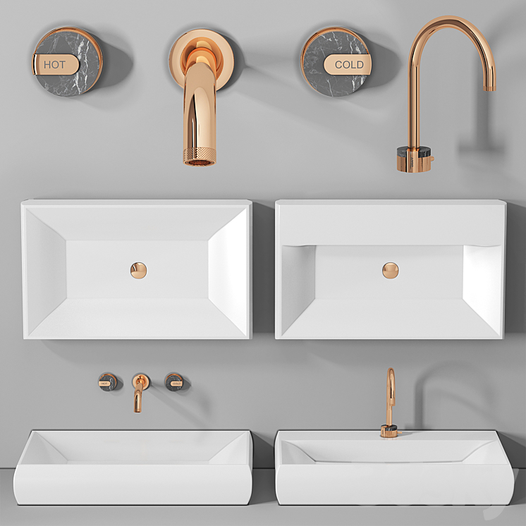 Sink Planit Duna low basin & Graff Mod plus faucet 2 Wash basin 3D