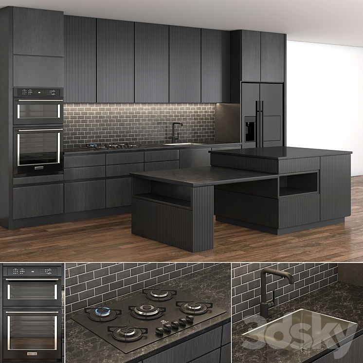 Dark kitchen - Kitchen - 3D model