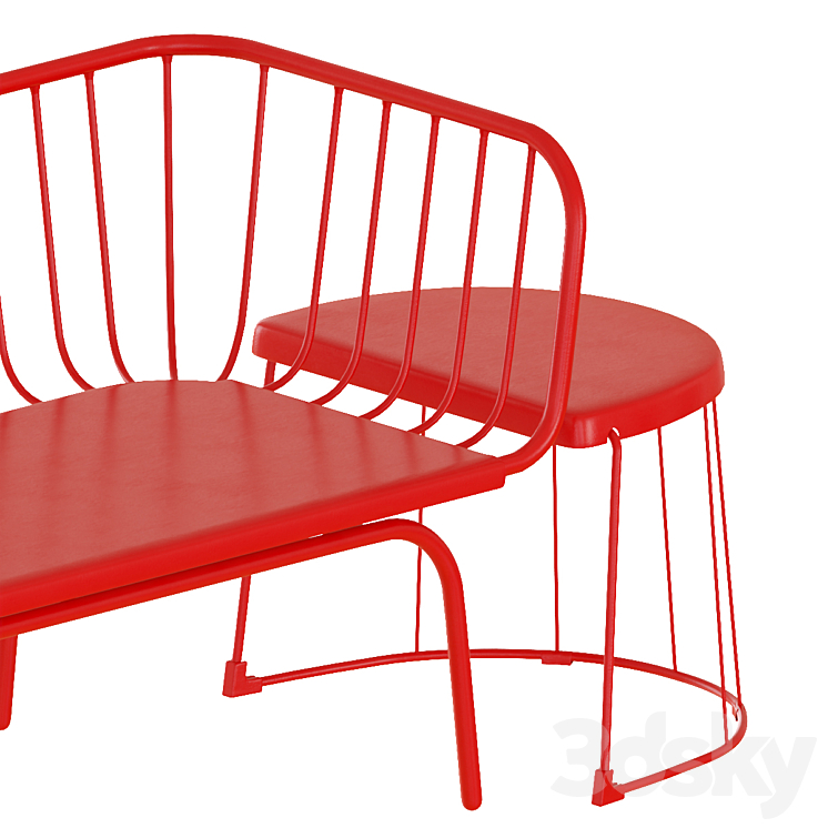Ikea red metal shop bench