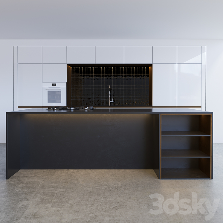 kitchen with island - Kitchen - 3D model