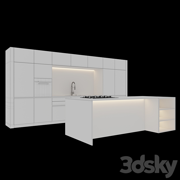 kitchen with island - Kitchen - 3D model