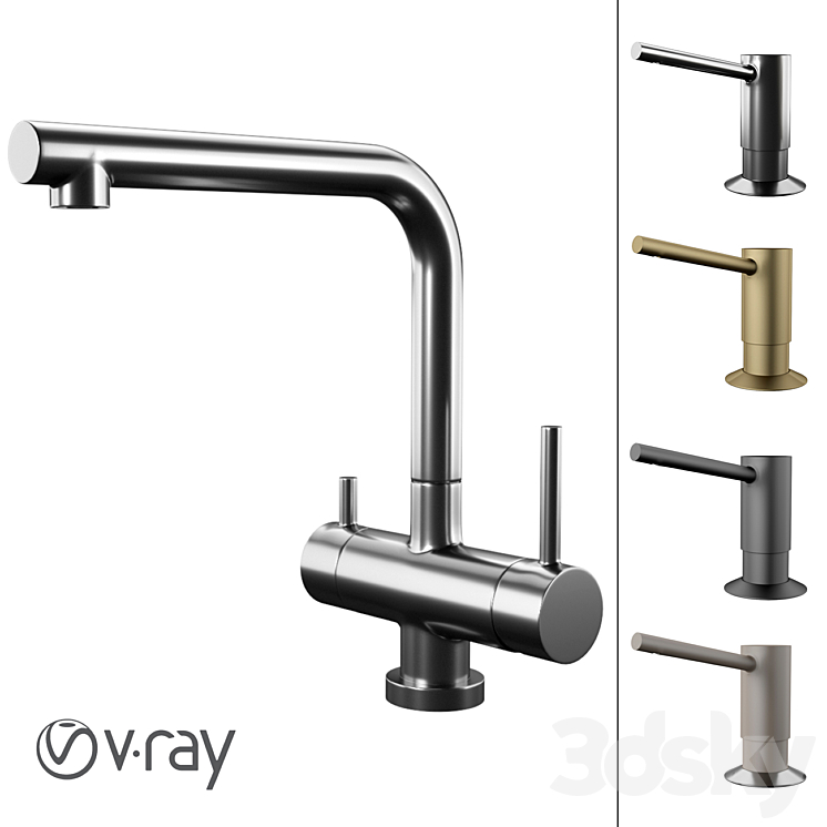 Omoikiri Takamatsu and Dispenser Om-02 - Faucet - 3D model