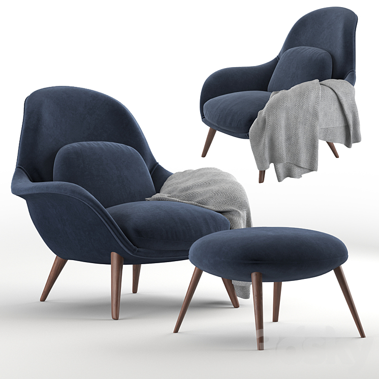 ArmChair Fredericia Swoon Lounge Arm chair 3D model