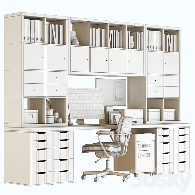 IKEA KALLAX office workplace - Office furniture - 3D model