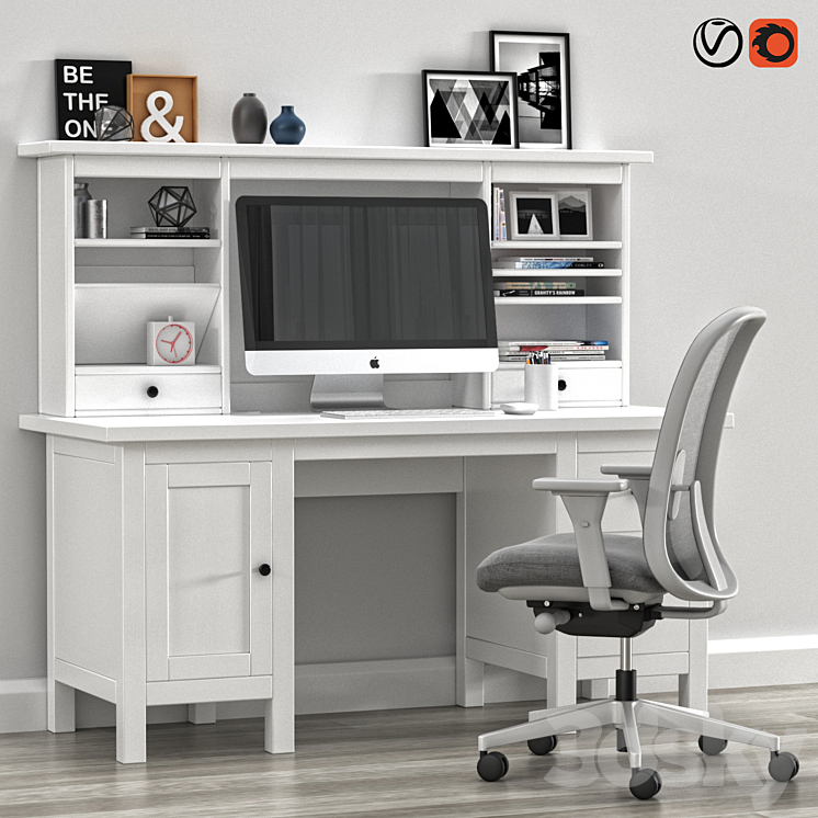 IKEA HEMNES Desk withh add on unit and LINO office chair Office