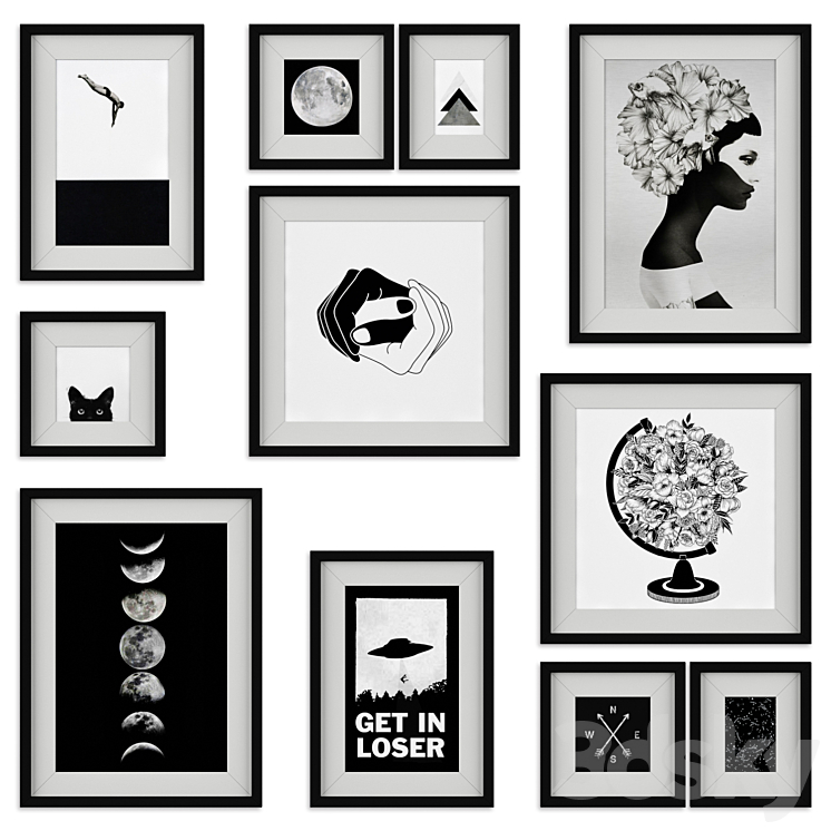 Picture set 05 | Black and White - Frame - 3D model