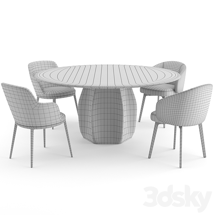 Italian Dinning Set - Table + Chair - 3D model