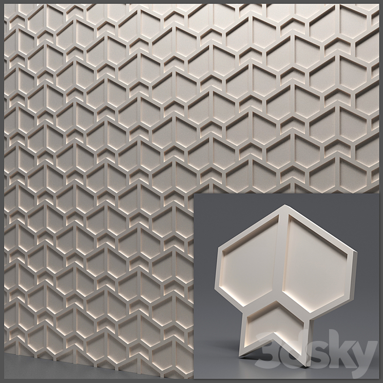 Gypsum 3D panel - Other decorative objects - 3D model