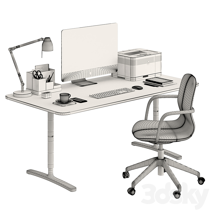 Ikea BEKANT desk and L NGFJ LL Chair Office furniture 3D model