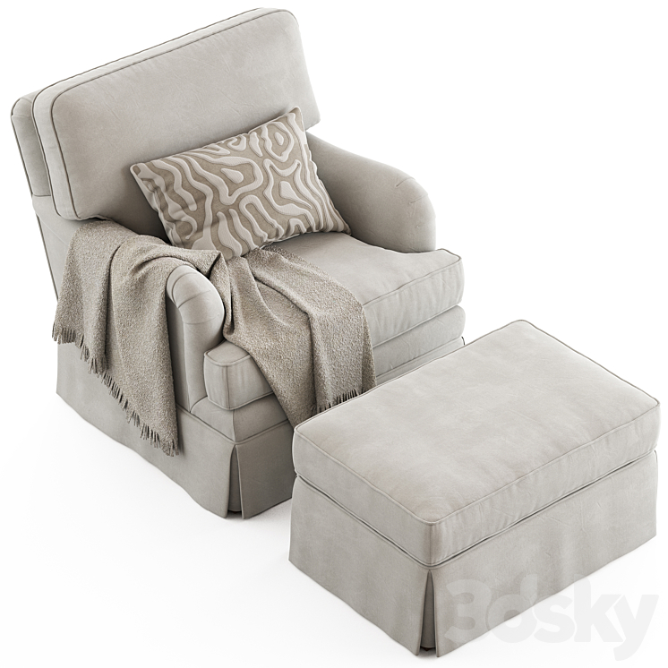 Ethan Allen Monica Armchair and Ottoman Arm chair 3D model