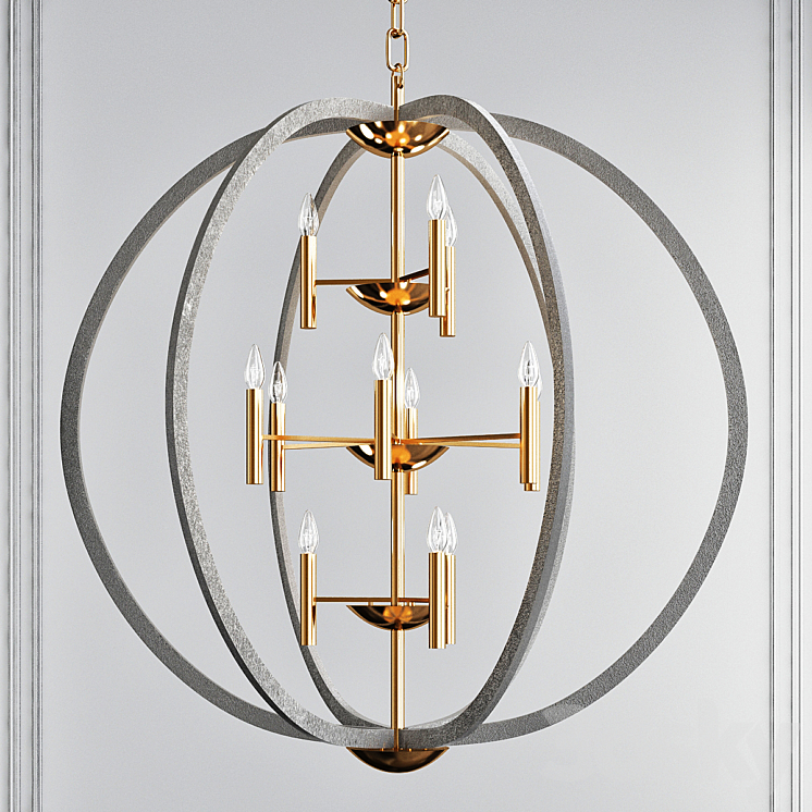 Euclid Cement Gray Chandelier by Hinkley Lighting Pendant light 3D