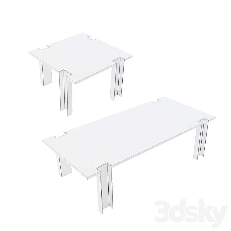 Alcide Rectangular Marble Coffee Tables Table 3D model