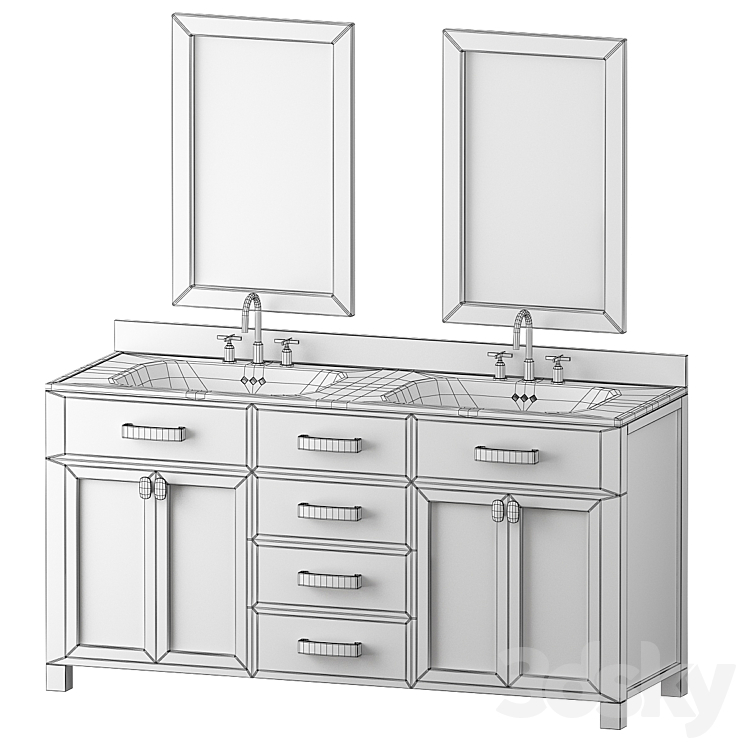 Madison Double Bathroom Vanity Set Bathroom furniture 3D model