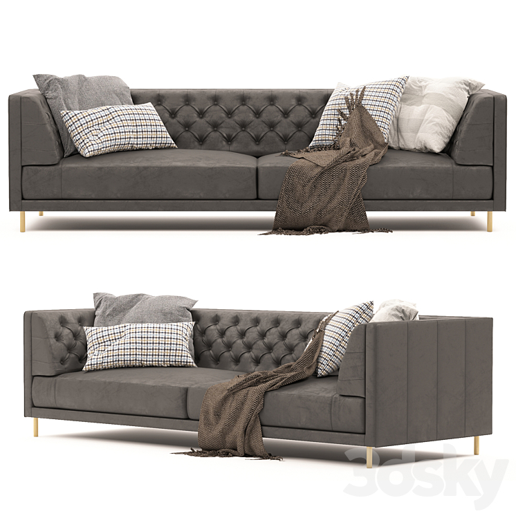 Savile Saddle Leather Tufted Sectional Sofa Sofa 3D model