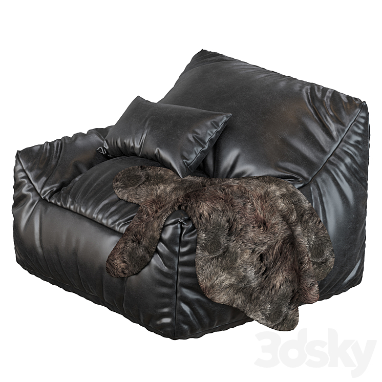 Big Joe Lux Large Bean Bag Chair & Lounger Arm chair 3D model