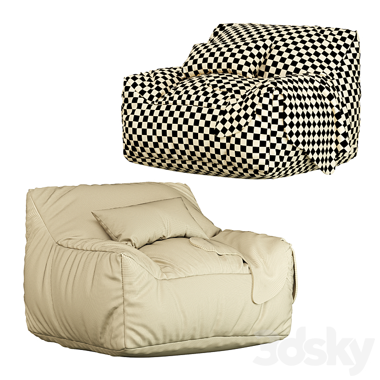 Big Joe Lux Large Bean Bag Chair & Lounger Arm chair 3D model