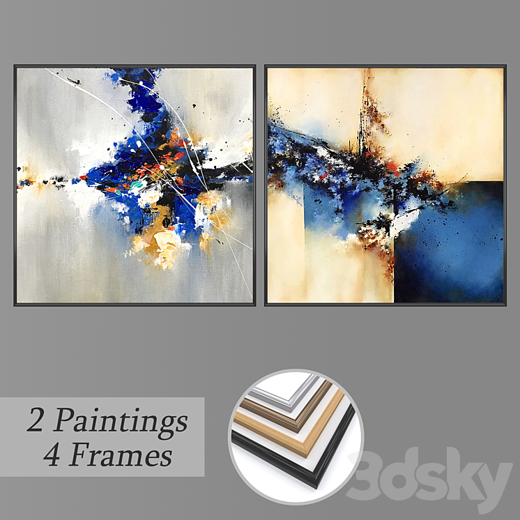 Set of wall paintings No 1524 - Frame - 3D model