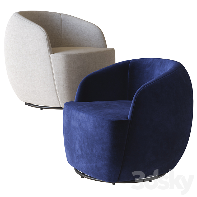 Navy Velvet Chair Cb2 Arm chair 3D model