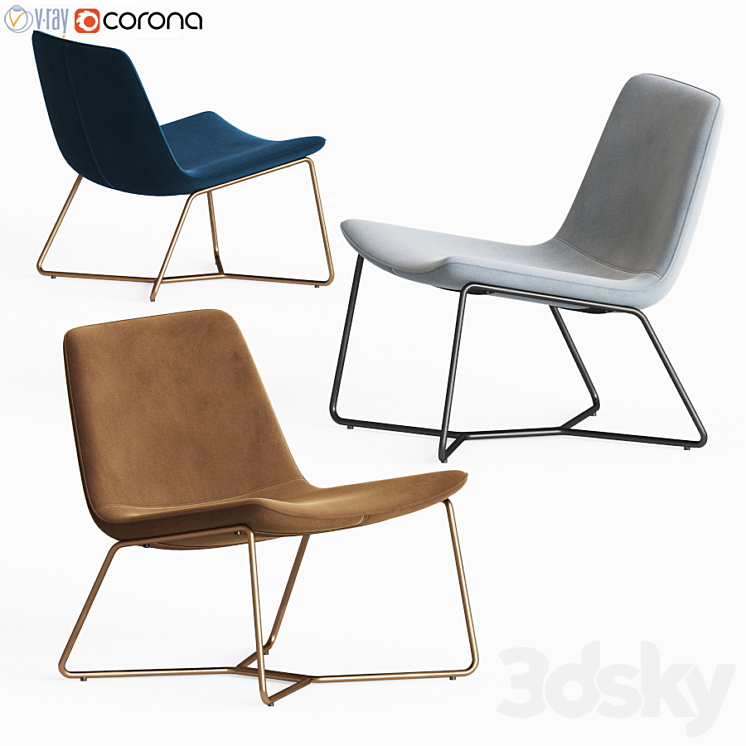 Westelm Slope Lounge Chair Arm chair 3D model