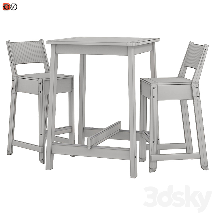 Bar table and chair IKEA NORROKER Table + Chair 3D model