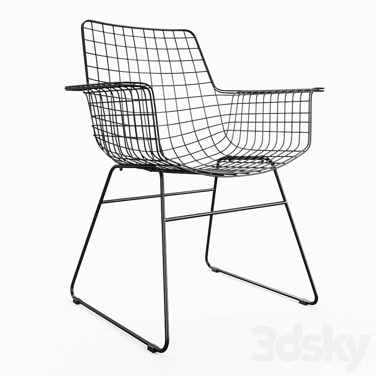 HKLiving Wire Arm Chair Black and Brass Chair 3D model