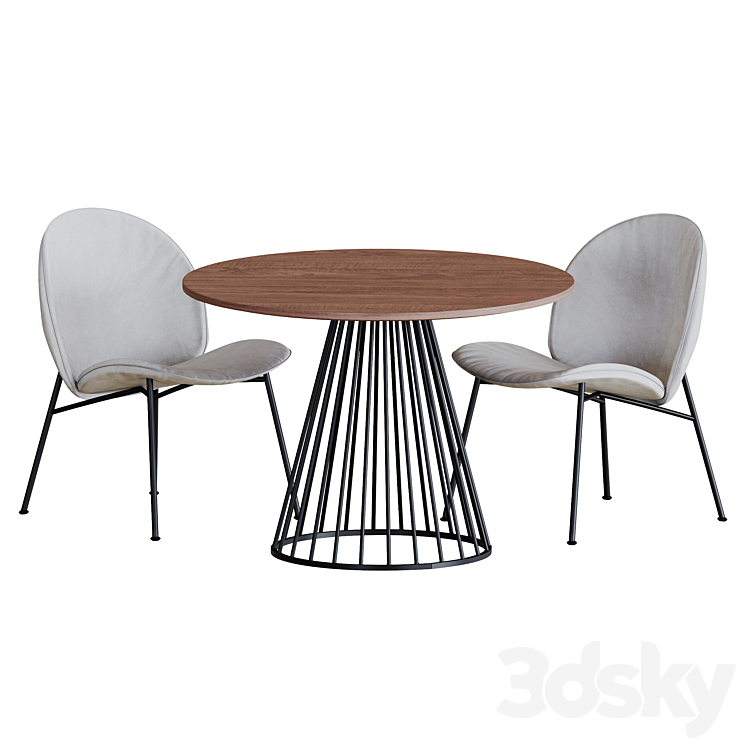 Dining table Liverpool 110 with black legs and Chairs Saba Italia OLA