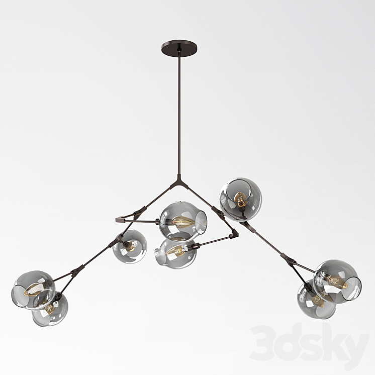 Сrumpled Glass Bubble Chandelier blue Glass Pendant light 3D model