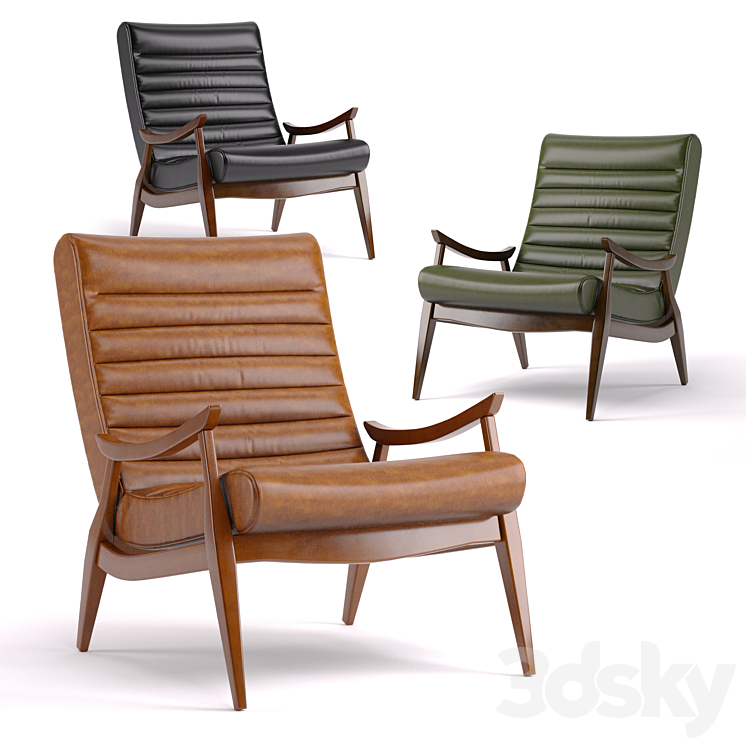 Hans Mid Century Leather Chair Arm chair 3D model