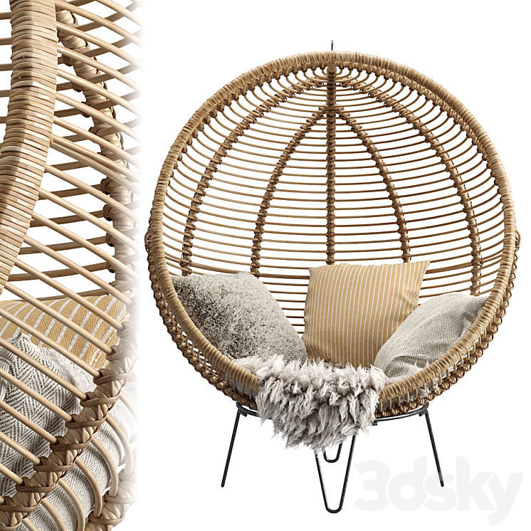 Rattan Cocoon Chair Cox Cox Arm chair 3D model