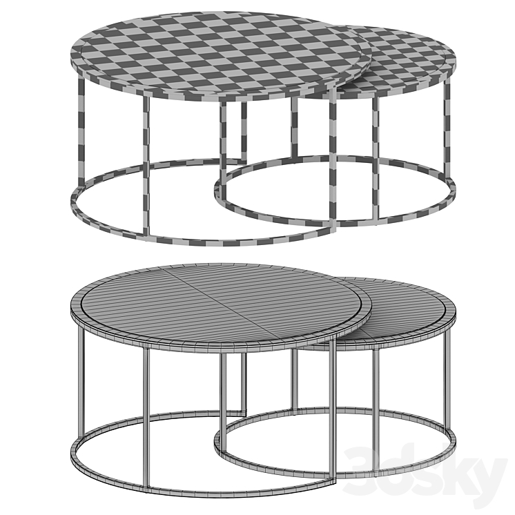 Knurl Nesting Coffee Tables Set of Two (Crate and Barrel) Table 3D
