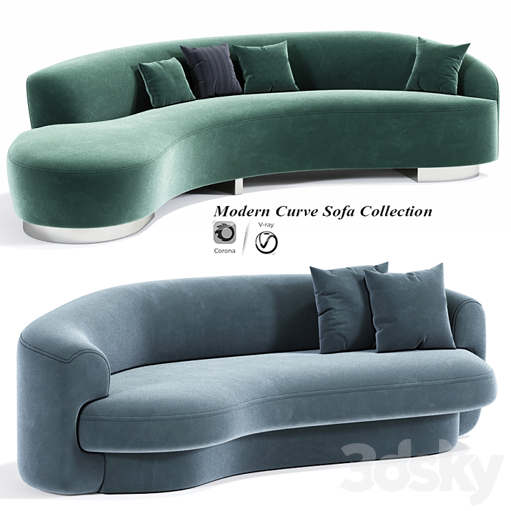 Curved sofa best sale 3d