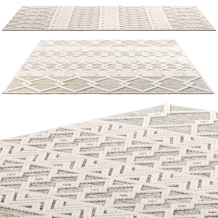 The Curated Nomad Bradrick Trellis Wool Area Rug Carpets 3D model