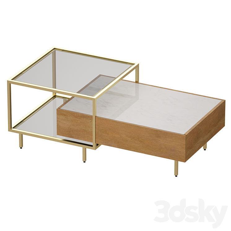 Winslet Wood and Marble Coffee Table Crate and Barrel Table