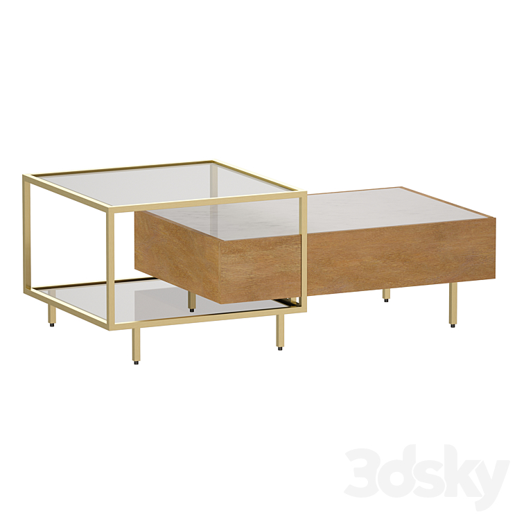 Winslet Wood and Marble Coffee Table (Crate and Barrel) 3D model