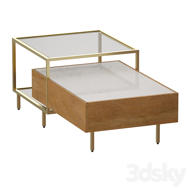 Winslet Wood and Marble Coffee Table (Crate and Barrel) 3D model