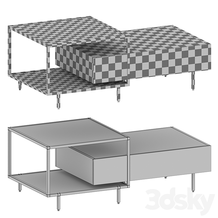 Winslet Wood and Marble Coffee Table (Crate and Barrel) Table 3D model