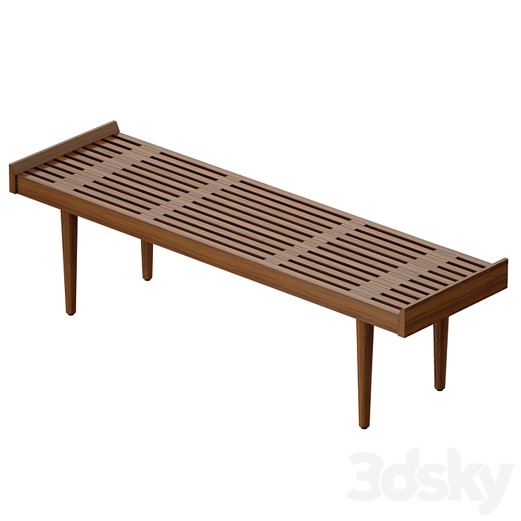 Tate Walnut Slatted Bench (Crate and Barrel) Other 3D model