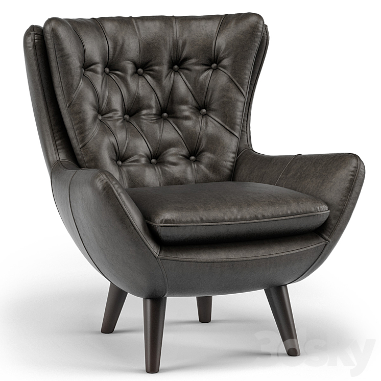 Wells tufted leather on sale swivel armchair