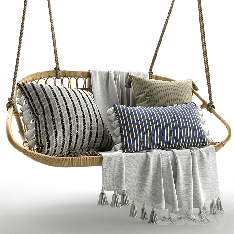 Hanging top rattan bench