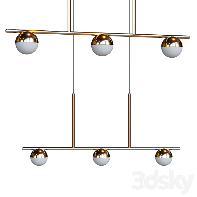 Contina 3 Light Island Pendant Light Brass Pendant light 3D model