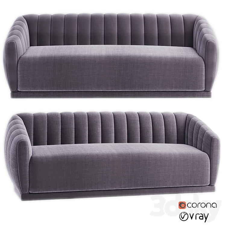 Arno Blush Velvet Sofa Sofa 3D model