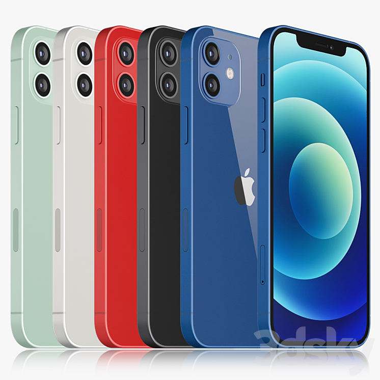 iPhone 12 all colors Phones 3D model