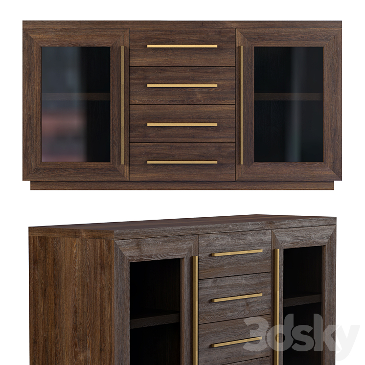 RH Modern Machinto glass double door sideboard Sideboard Chest