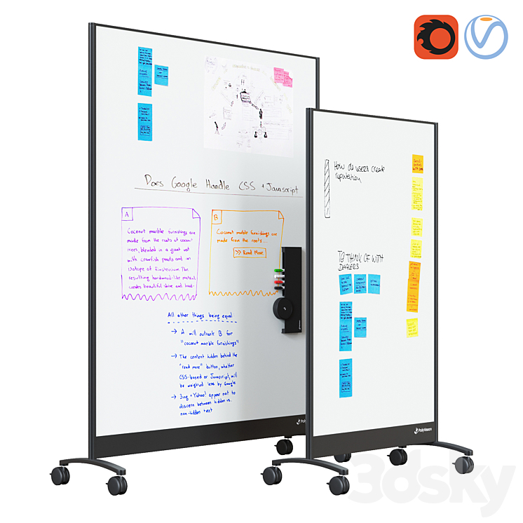 PolyVision WhiteBoard Mobile Office furniture 3D model