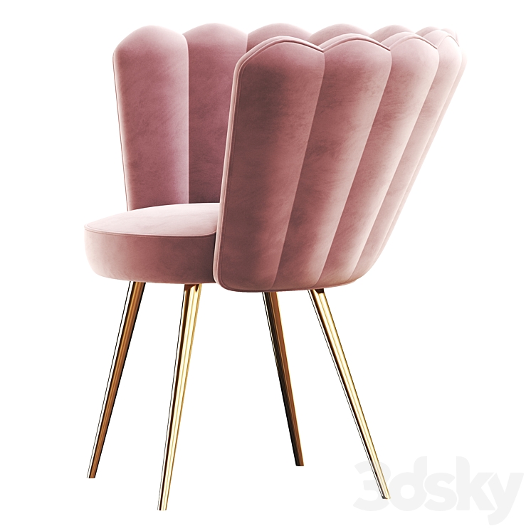 Vivian Velvet Cocktail Chair Rose Arm chair 3D model