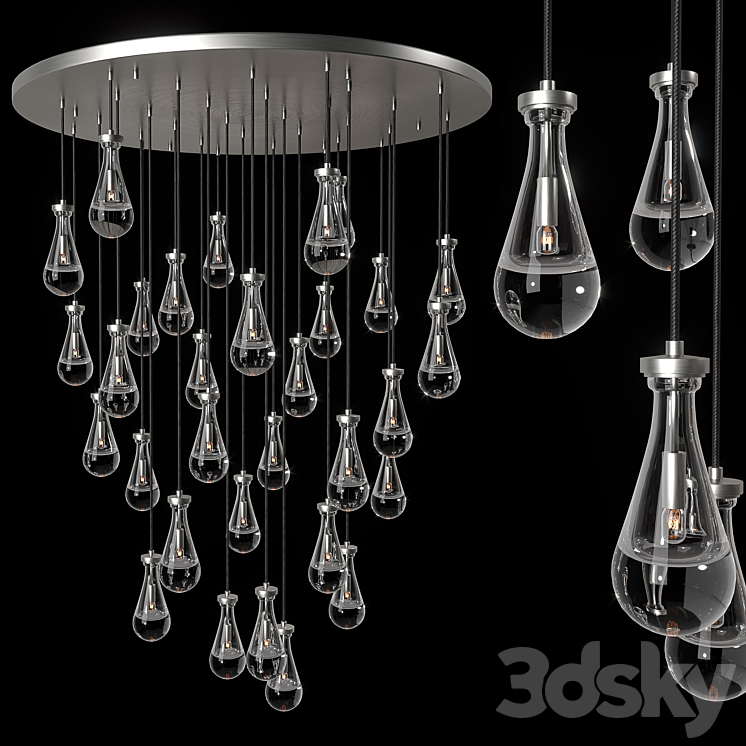 RH Rain Round Chandelier 60 Pendant light 3D model