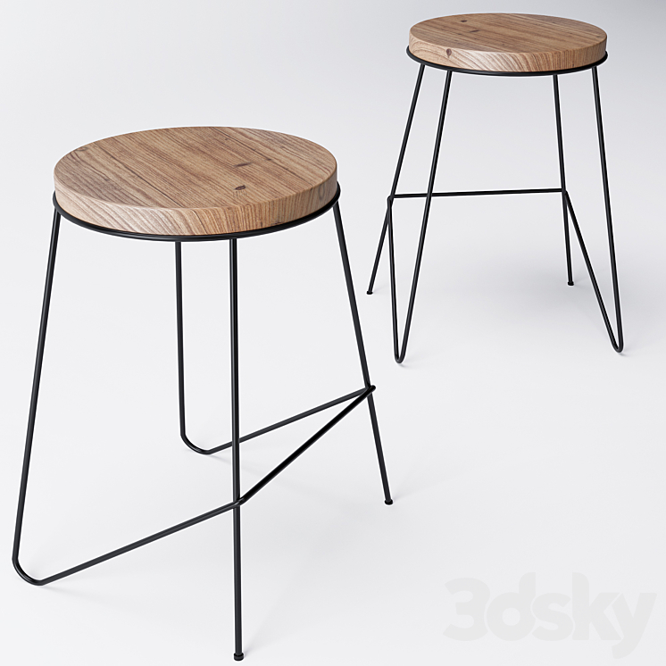 Tabouret de bar GoodHome Maloux noir Chair 3D model