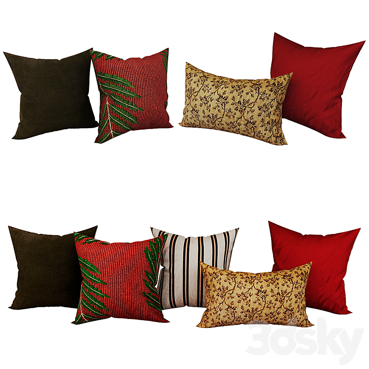 Decorative set pillow 54 Pillows 3D model